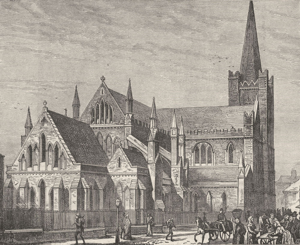 IRELAND. Dublin city. St Patrick's cathedral 1898 old antique print picture